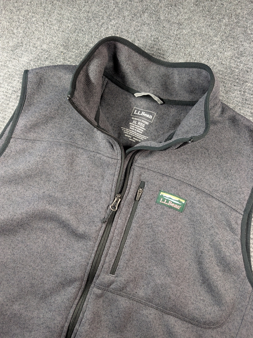 L.L. Bean Men's Bean's Sweater Fleece Vest Slightly Fitted XL Full Zip Gray